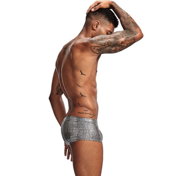 Mens Snake Skin Faux Leather Boxer Shorts Men U Convex Low Waist Male Underwear - Picture 2 of 3